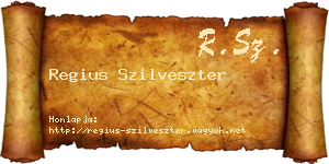 Regius Szilveszter névjegykártya